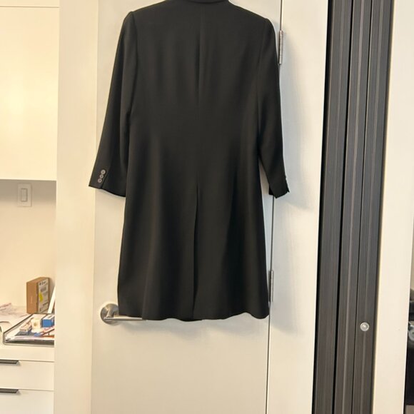 Linda Allard Ellen Tracy Black Wool Dress Coat | Long Lightweight Coat | M/L - Picture 3 of 6